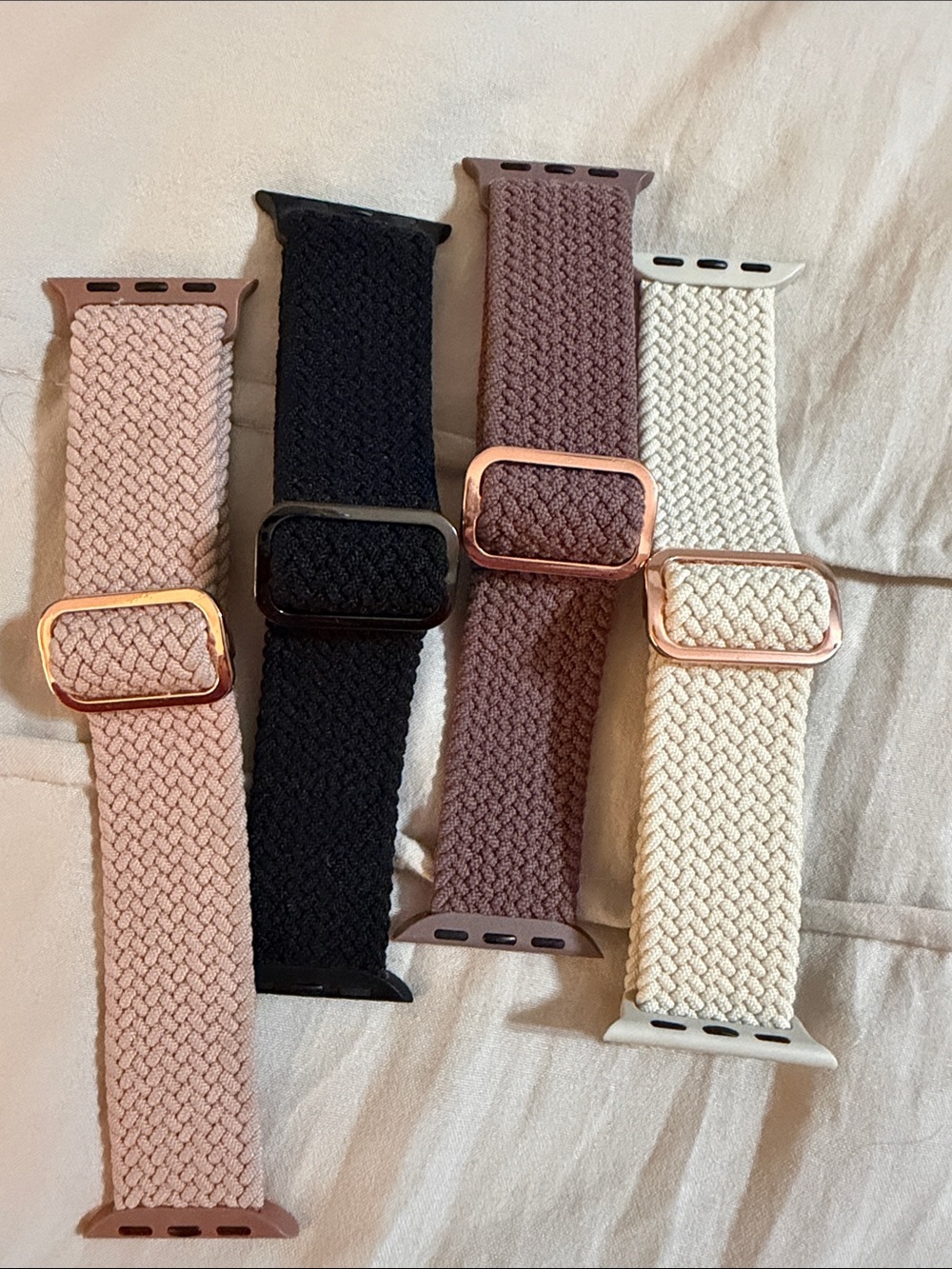Braided Stretch Apple Watch Band Set - Blush, Black, Cream, Mauve